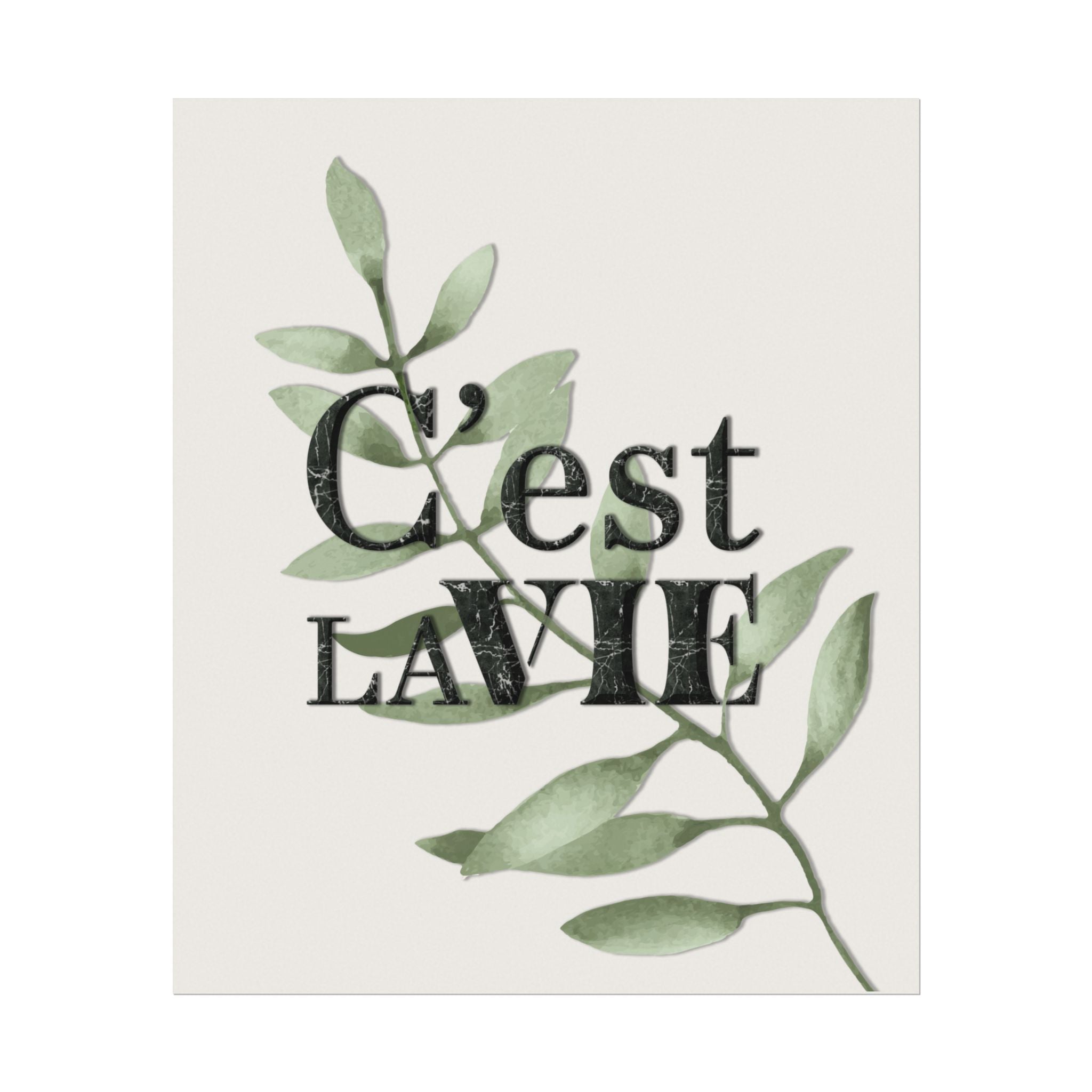 C'est La Vie Watercolor Botanical Poster — Textured Matte Wall Art