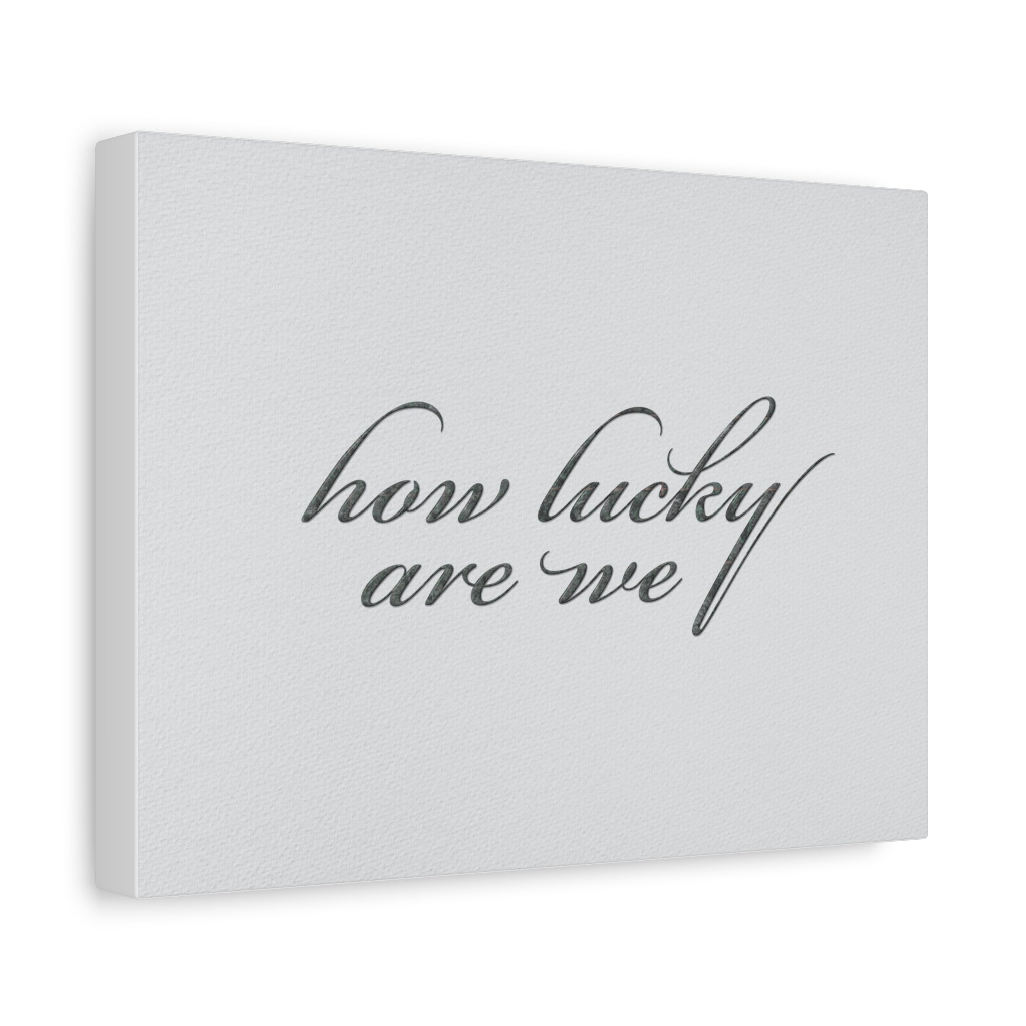 How Lucky Are We Canvas Wall Art | Horizontal Minimalist Quote Print | Modern Gratitude Decor