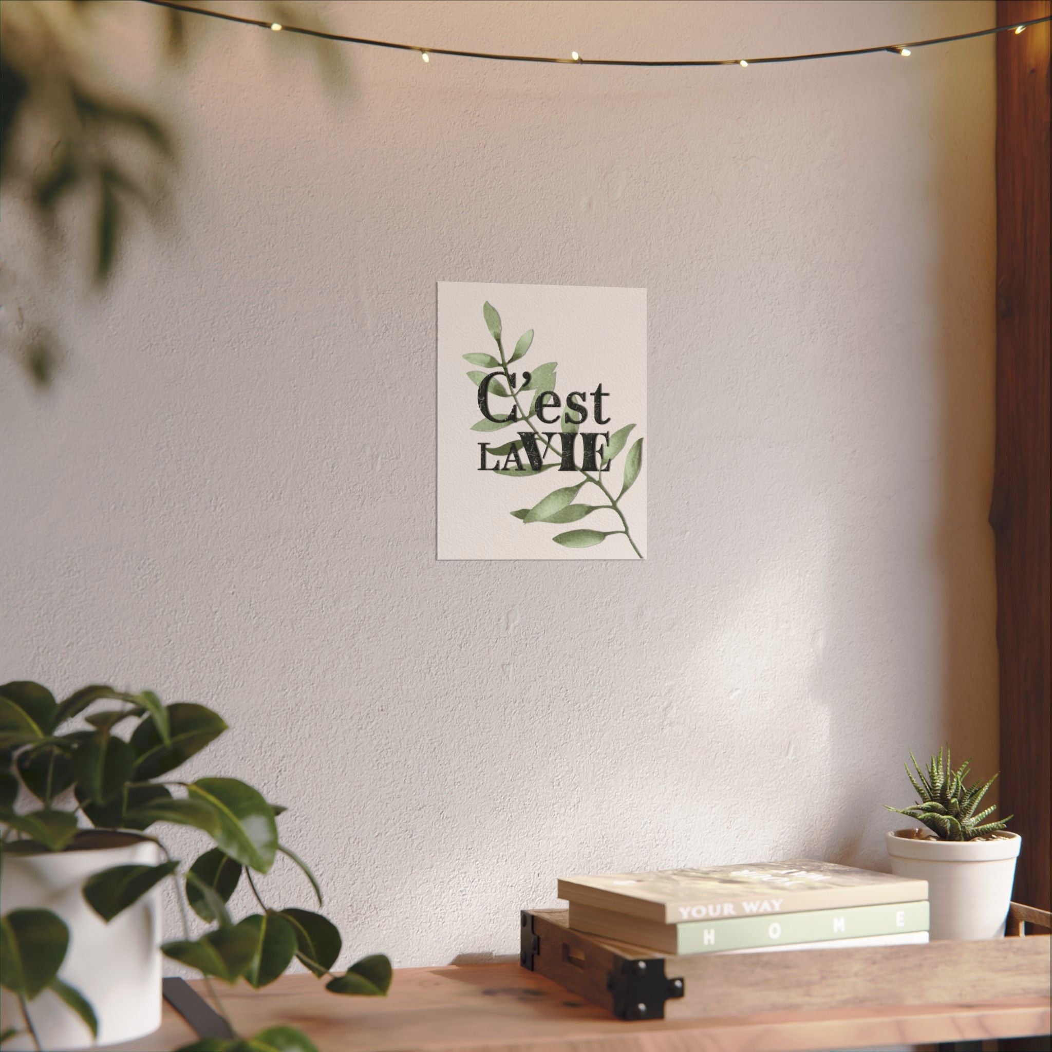 C'est La Vie Watercolor Botanical Poster — Textured Matte Wall Art