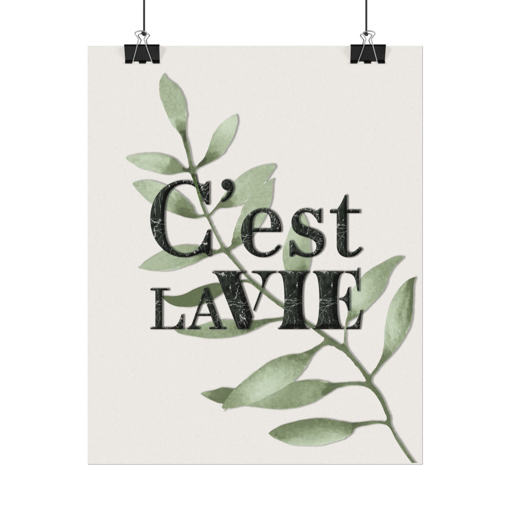 C'est La Vie Watercolor Botanical Poster — Textured Matte Wall Art