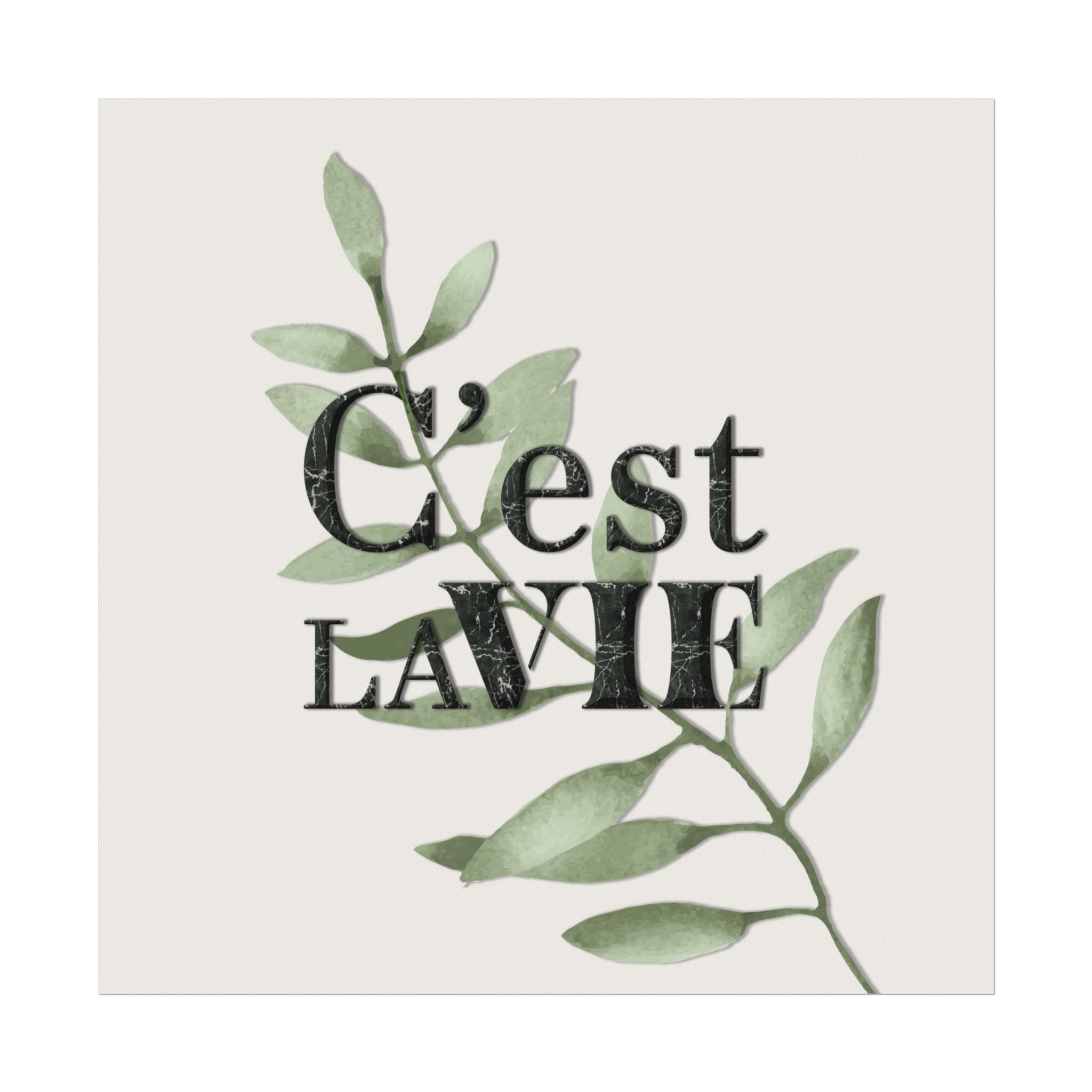 C'est La Vie Watercolor Botanical Poster — Textured Matte Wall Art