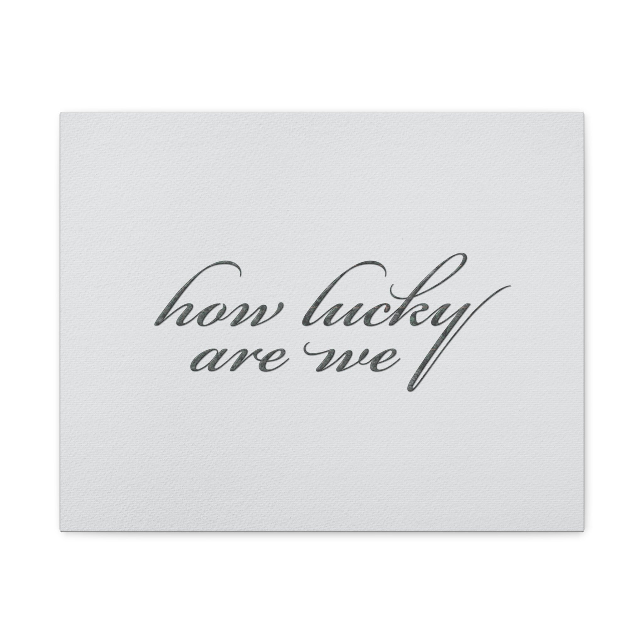 How Lucky Are We Canvas Wall Art | Horizontal Minimalist Quote Print | Modern Gratitude Decor