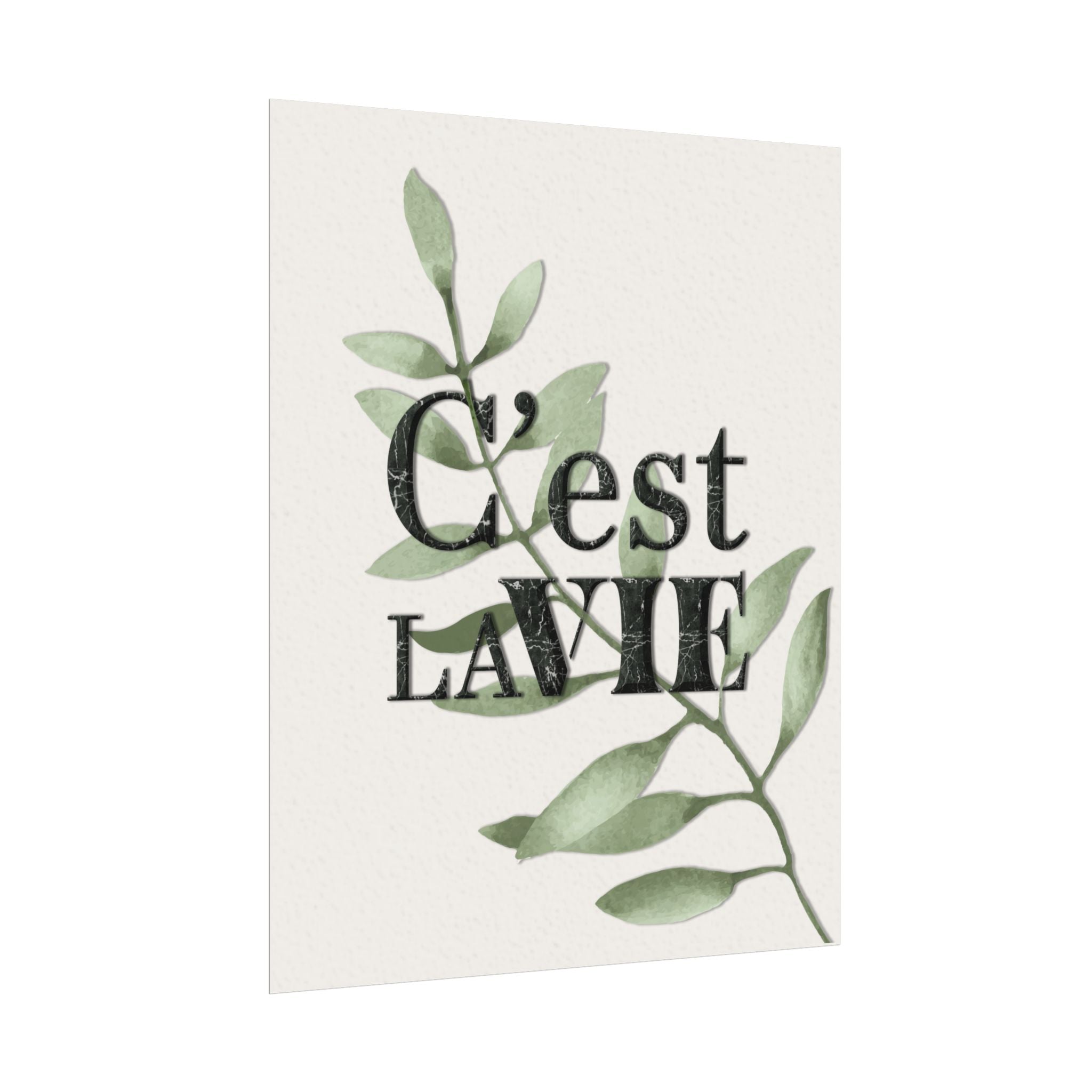 C'est La Vie Watercolor Botanical Poster — Textured Matte Wall Art